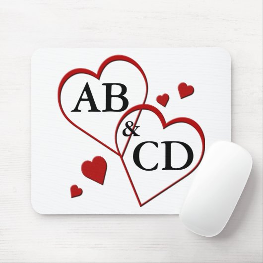 Tapis De Souris Deux Coeurs Modèle Mousepad (Avec souris)
