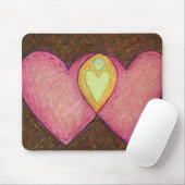 Tapis De Souris Deux coeurs roses Mousepad (Avec souris)