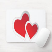Tapis De Souris Deux Coeurs Rouges Mousepad (Avec souris)