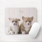 Tapis De Souris Deux Corgi gallois assis (Avec souris)