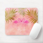 Tapis De Souris Deux Flamants roses roses aquarelle Tropical Souri (Avec souris)