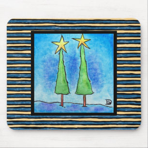 Tapis De Souris Deux grands arbres de Noël