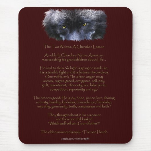 Tapis De Souris DEUX LOUPS CHEROKEE TALE Art Mousepad (Devant)