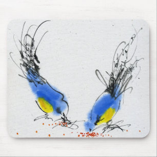 Tapis De Souris Deux petits titmouses picotant le grain.