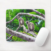 Tapis De Souris Deux Singes Vertes Assis Dans L'Arbre Imprimé Pani (Avec souris)
