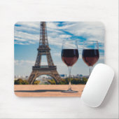 Tapis De Souris Deux verres de vin avec la tour Eiffel (Avec souris)