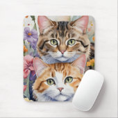 Tapis De Souris Deux visages de chaton mignons (Avec souris)
