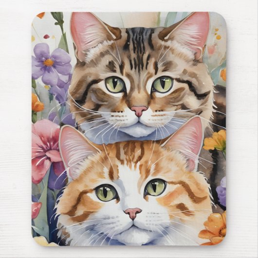 Tapis De Souris Deux visages de chaton mignons (Devant)
