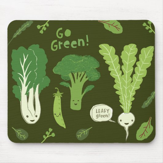 Tapis De Souris DEVENEZ ÉCOLO ! (Vert feuilles !) Joyeux Veggie Ga (Devant)