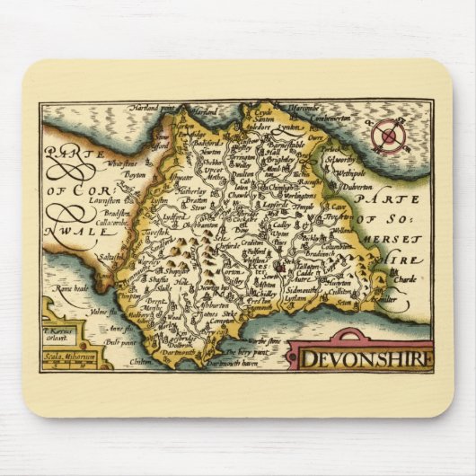 Tapis De Souris Devon (Devonshire) Comté Angleterre Carte des Anti (Devant)