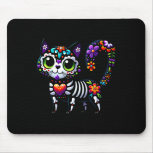 Tapis De Souris Dia De Los Muertos Cinco De Mayo Cat Crâne à sucre