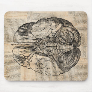 Tapis De Souris Diagramme de cerveau antique Art ancien
