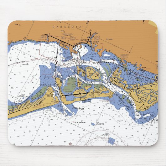 Tapis De Souris Diagramme nautique Mousepad de port de Sarasota, (Devant)