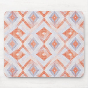 Tapis De Souris Diamant Rustique Géométrique en Terracotta et Bleu