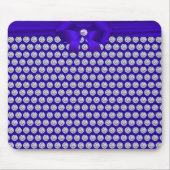 Tapis De Souris Diamants chics/mosaïque fractale sur bleu royal (Devant)