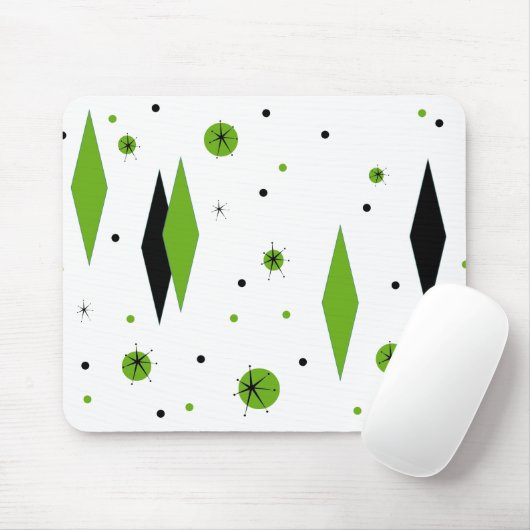 Tapis De Souris Diamants verts rétros et Starburts Mousepad (Avec souris)