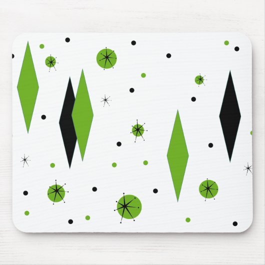 Tapis De Souris Diamants verts rétros et Starburts Mousepad (Devant)