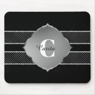 Tapis De Souris Diamètre d'argent Monogramme Mousepad