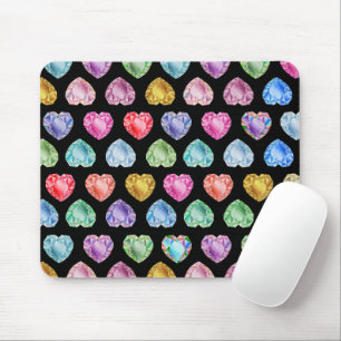 Tapis De Souris Diamond Heart Aquarelle Motif mignon Pastel Girly