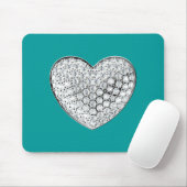 Tapis De Souris Diamond Heart - turquoise bg (Avec souris)