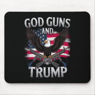 Tapis De Souris Dieu Armes Et Trump Aigle Drapeau Américain Vintag