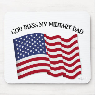 Tapis De Souris DIEU BÉNISSE MON PÈRE MILITAIRE avec drapeau améri