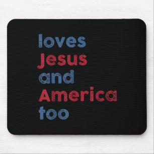 Tapis De Souris Dieu Christian 4 juillet Aime Jésus Et L'Amérique