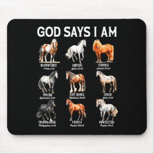 Tapis De Souris Dieu dit que je suis cheval chrétien fille adolesc