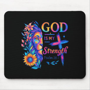 Tapis De Souris Dieu est ma force Ps 28_7 T-shirt Lion