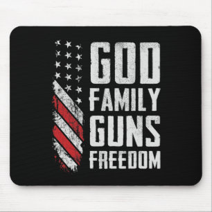 Tapis De Souris Dieu Famille Armes Liberté - Drapeau USA chrétien