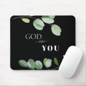 Tapis De Souris Dieu si pour vous Eucalyptus Noir (Avec souris)