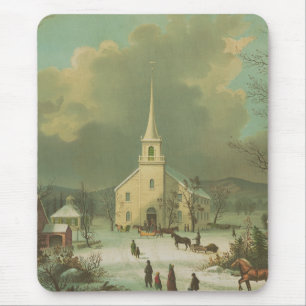 Tapis De Souris Dimanche d'hiver autrefois