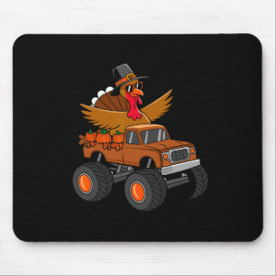 Tapis De Souris Dinde de Thanksgiving à cheval sur un Monster Truc