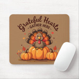Tapis De Souris Dinde de Thanksgiving à cœur reconnaissant