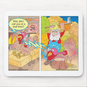 Tapis De Souris Dinde de Thanksgiving en attente de Cartoon Cadeau