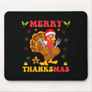 Tapis De Souris Dinde drôle de Noël Santa Joyeux Thanksmas Noël Me