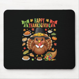 Tapis De Souris Dinde Mignonne Joyeux Thanksgiving Famille Corresp