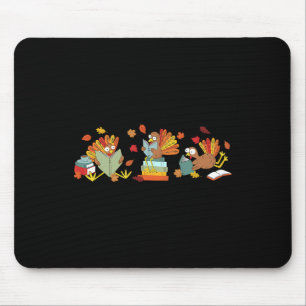 Tapis De Souris Dindon lisant des livres d'automne Action de grâce