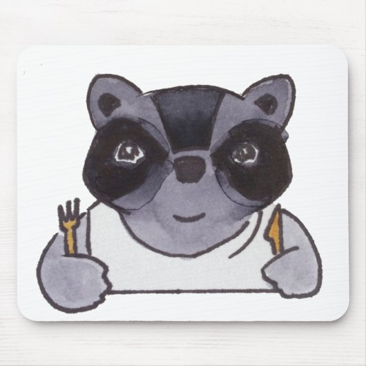 Tapis De Souris Dîner cuisine Cute Raccoon (Devant)