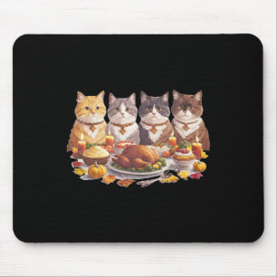 Tapis De Souris Dîner de fête des chats de Thanksgiving Vintage au