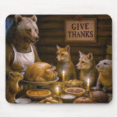 Tapis De Souris Dîner de Thanksgiving avec la faune (Devant)