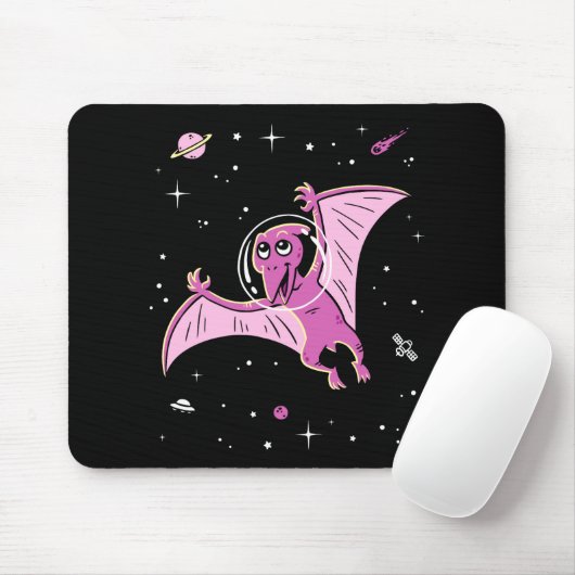 Tapis De Souris Dinos De Ptérodactyle Violet Dans L'Espace (Avec souris)