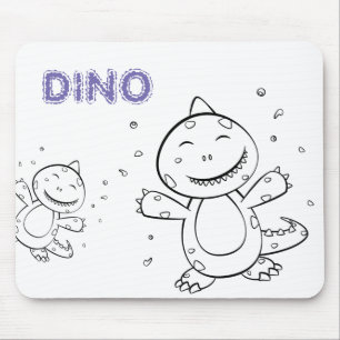 Tapis De Souris Dinosaur - Animal d'art esquissé en noir et blanc