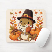 Tapis De Souris Dinosaur de Thanksgiving mignon (Avec souris)