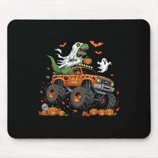 Tapis De Souris Dinosaur T-rex équitation Monster Camion Halloween (Devant)