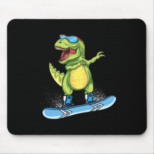 Tapis De Souris Dinosaure cool snowboard ski dabbing T Rex neige