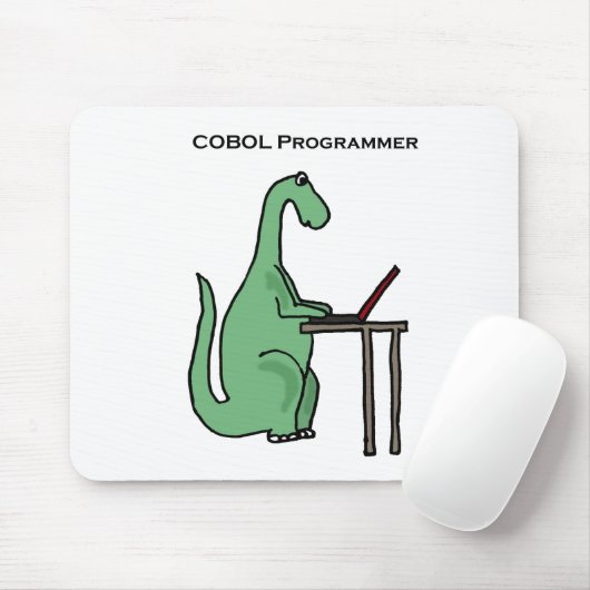 Tapis De Souris Dinosaure drôle de programmeur de COBOL (Avec souris)