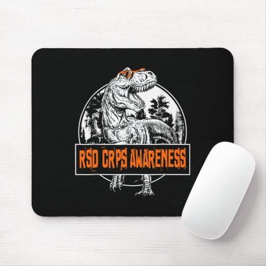 Tapis De Souris Dinosaure Orange Ribbon de sensibilisation RSD CRP (Avec souris)