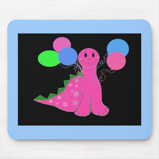 Tapis De Souris Dinosaure rose avec ballons (Devant)