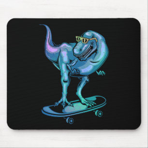 Tapis De Souris Dinosaure sur skateboard équipement de dinosaure e